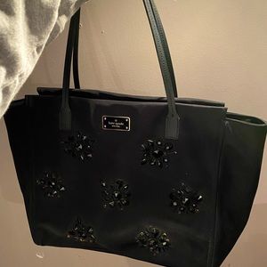 KATE SPADE New York black purse with gem flowers